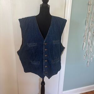 Vintage Great Outdoors Men's Blue Denim Vest 3XLT 100 Cotton